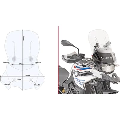 Givi Af5127 Airflow Bmw F 750 Gs/f 850 Gs Verstelbare Voorruit Transparant