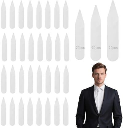 Dailygoods- Hemdkraag 60 Stuks - Kunststof - Verstevigers - Duurzaam PET - Harde Kraag - Perfecte Pasvorm - Kraagversteviger
