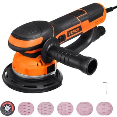 VEVOR excentrische schuurmachine, 15,24 cm DA & GA Dual-Action schuurmachine, 850 W, 7400 RPM, 6 snelheden, excentrische schuurmachine met 10 schuurpapieren, stofaansluiting voor detailschuren in houtbewerking