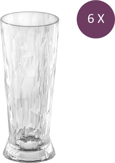 Koziol - Superglas Club No. 10 Bierglas 300 ml Set van 6 Stuks - Kunststof - Transparant