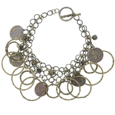 Behave - bedelarmband met munten en ringen - vintage festivalstijl