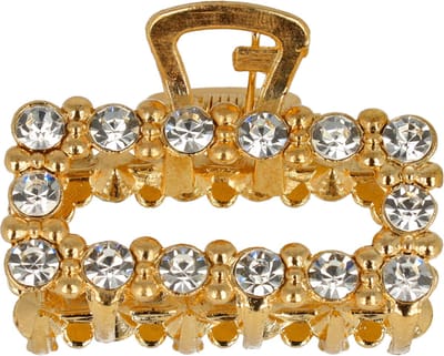 Haarsoires Haarspeld Haarklem 4cm – Vierkante Vorm met Strass Steentjes – Metaal – Goud