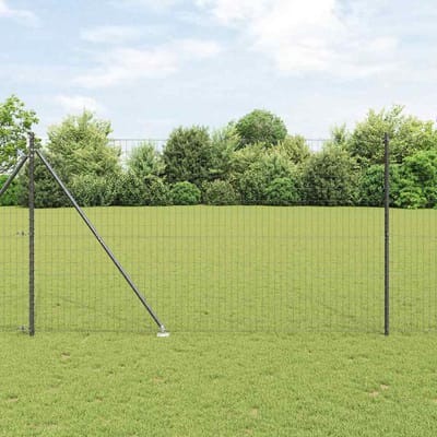 vidaXL - Euro-hek - met - grondpennen - 10 - x - 1,5 - m - PVC-Coated - Staal - Grijs - Mesh