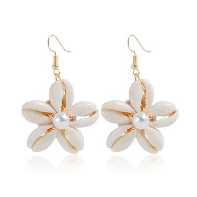 Bloem Schelp Oorbellen - Goudkleurig | 6 x 4 cm | Bijoux/Messing | Fashion Favorite