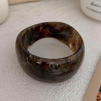 Vintage Chunky Koffie Dikke Hars Acryl Smudging Armbanden Geometrische Onregelmatige Armbanden Voor Vrouwen Mannen Sieraden gray