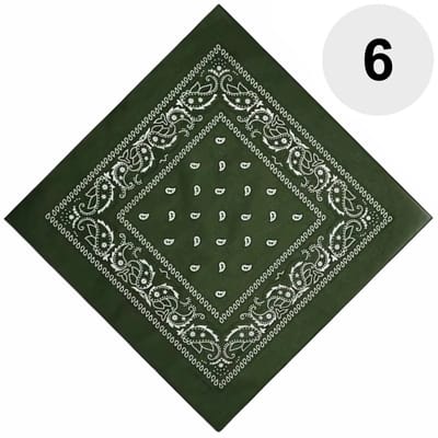 6 Stuks Paisley Bandana's - Paisley Boeren Zakdoek - Bandana - Hoofddoek - Legergroen