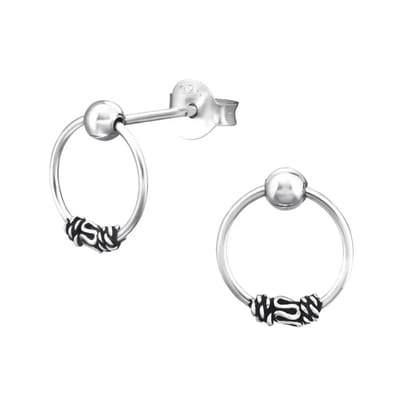 Aramat Jewels | Oorbellen | Geoxideerde Bali Oorbellen | Utrecht-10mm | |7mm | Zilver | Kinderen, Volwassenen | Verkleurd niet