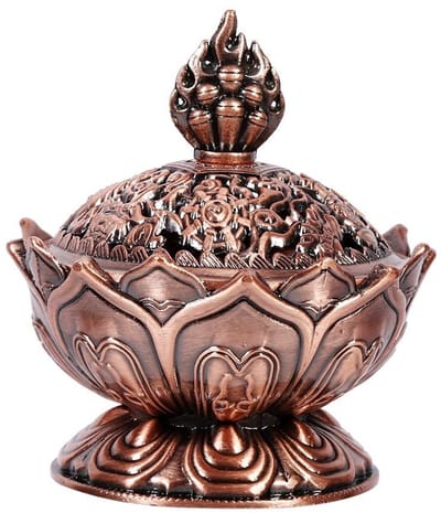Dailygoody - Chinese Lotus Incense Burner - Meditatie Censer - Rood Brons - Aromatherapie Decoratie - Slaapverbetering - Unieke Stijl