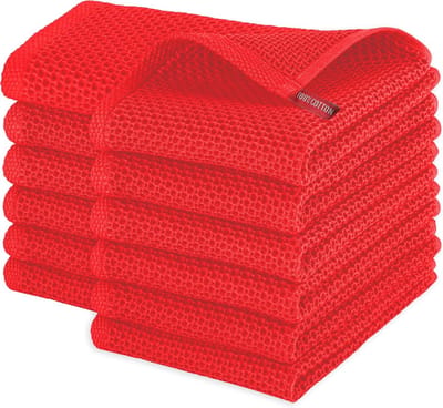 12-pack 100% Turks katoen wafel keukendoeken rood - super absorberend en sneldrogend