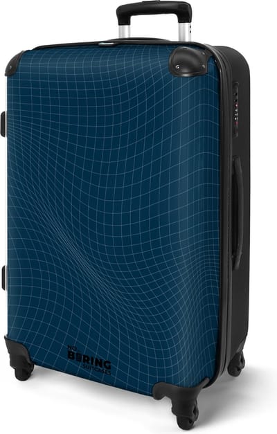 NoBoringSuitcases.com® - Koffer groot - Rolkoffer lichtgewicht - Blauw met abstracte golvende lijnen - Reiskoffer met 4 wielen - Reis trolley - Grote valies XL - Bagagekoffer op wieltjes - 20 kg bagage - Ruimbagage middelgroot