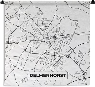 Wandkleed - Wanddoek - Delmenhorst - Kaart - Plattegrond - Stadskaart - 180x180 cm - Wandtapijt