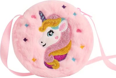 Unicorn / Eenhoorn Kinder Tasje - Roze | 13,5 x 13,5 cm | Polyester / Acryl | Fashion Favorite