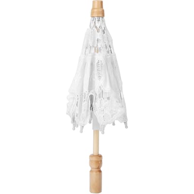 Handgemaakte Kant Bloemen Borduurwerk Parasol Bruiloft Bruid Fotografie Paraplu Wit S Small wit