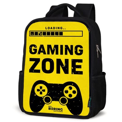 NoBoringSuitcases.com® - Rugzak zwart - Schooltas jongen & meisje - Zwart-geel met gaming zone - Rugtas voor school - Boekentas kind - Schoolrugzak - Kinderrugzak