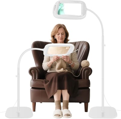 Thijox - 10x Vergrootglas met Licht en Standaard, 60 LED's Bureaulamp, 5 Kleurtemperaturen, 4 Niveaus Helderheid, Perfect voor Diamantkunst, Naaien, H