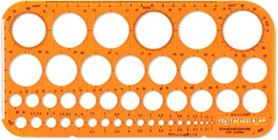 Sjabloon cirkel Standardgraph 1-36mm 45 cirkels met inktrand - SG-1315F