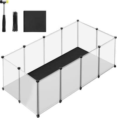 Kleindierverblijf – buitenren voor kleine dieren - met bodemplaten – 143×73×46 cm – wit