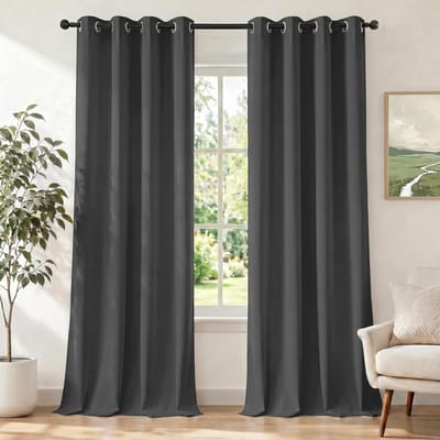 Gordijnen Kant En Klaar Set Van 2, 140x240cm, Gordijnen Verduisterend Met Ringen, Thermische Gordijn, Verduisteringsgordijn, Thermogordijnen, Deurgordijn Voor Slaapkamer Woonkamer, Grijs