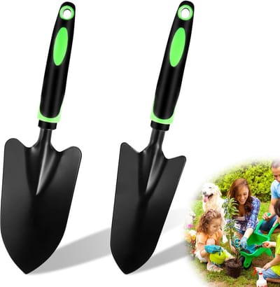 SnelShoppen - Tuinschep Klein Set van 2, Mini-Schep van Koolstofstaal voor Planten, Wieden, Verplanten, Tuin, Bloemen, Potplanten, Strandschep, Handsc