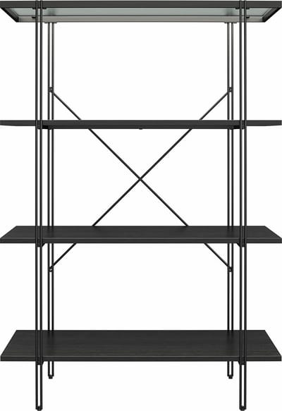 Wainwright-Boekenkast - Glas/Eiken - Zwart Metaal