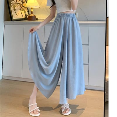 Witte IJszijden Rokbroek voor Dames in Lente en Zomer Dunne Nieuwe Hoge Taille Losse Val en Casual Yamamoto Rokbroek L