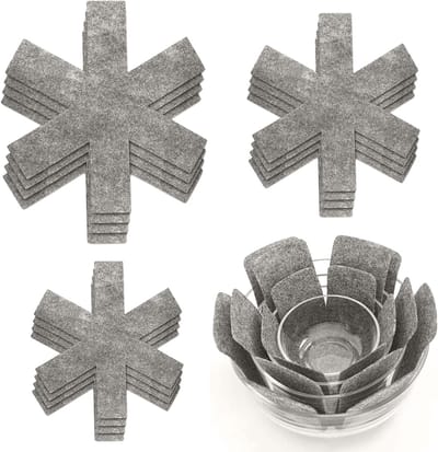 Set van 12 Vilt Potbeschermers - Hittebestendige Bescherming voor Pannen, Antislip Scheidingsstukken en Onderzetters voor Keukenaccessoires (Grijs)
