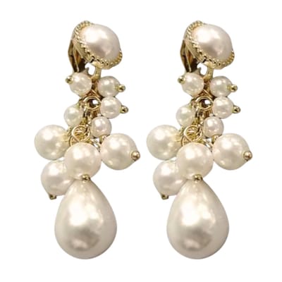 Clip oorbellen- Parel- Goudkleurig- geen gaatje- synthetisch- lang- Charme Bijoux