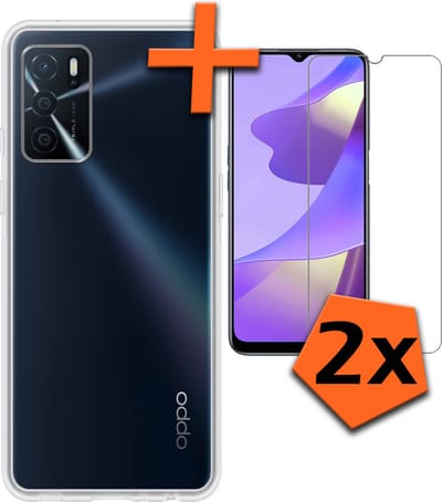 Hoes - Met 2x Screenprotector - Geschikt voor OPPO A16s - Sterk & Shockproof - Back Cover - Siliconen Case - Telefoon Hoes - Transparant