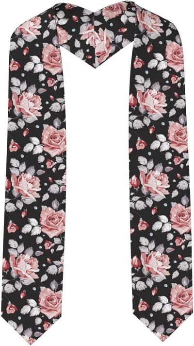 Afstudeer Sjaal - Academisch Accessoire - Viering Ceremonie - Zachte Huidvriendelijke Stof - 72 Inch Lang - Roze Bloem Print