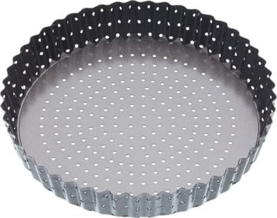 KitchenCraft MasterClass Crusty Bake 20 cm Geperforeerde Quichevorm met PFOA-vrije Antiaanbaklaag en Losse Bodem - Geribbeld