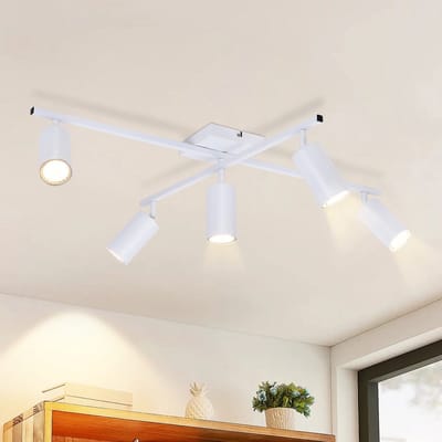 NETTLIFE Plafondlamp GU10 - 5-Lichts - wit - Moderne Opbouwspot - Draaibaar 330° Plafondspot - voor Keuken | Hal | Woonkamer - zonder lamp - L 77cm