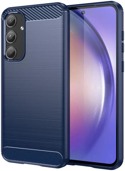 Geborsteld TPU Hoesje Geschikt voor Samsung Galaxy A55 | Beschermhoes | Back Cover | Flexibel TPU | Stijlvol Carbon | Dun | Blauw