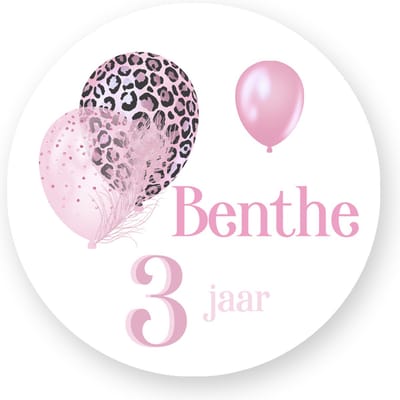 25x Traktatie Stickers Met Naam en Leeftijd -Pink Balloons- Gepersonaliseerd - Sluitstickers - Kinderfeest Traktatie - Uitdelen - Uitdeeltraktatie - Traktatiestickers Pimp Studio