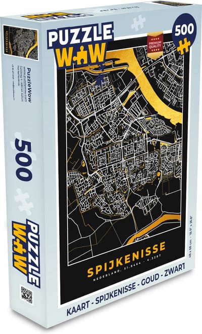 Puzzel Kaart - Spijkenisse - Goud - Zwart - Legpuzzel - Puzzel 500 stukjes