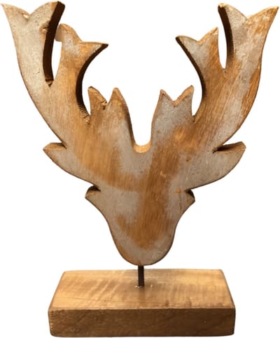 Reindeer head on stand recycled wood