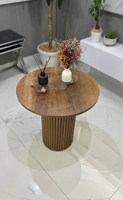 Moka Park - Salontafel - Industrieel Salontafel - Rond 60 cm - Bijzettafel - Rond Salontafels - Bruin - Woonkamer Ronde Salontafel