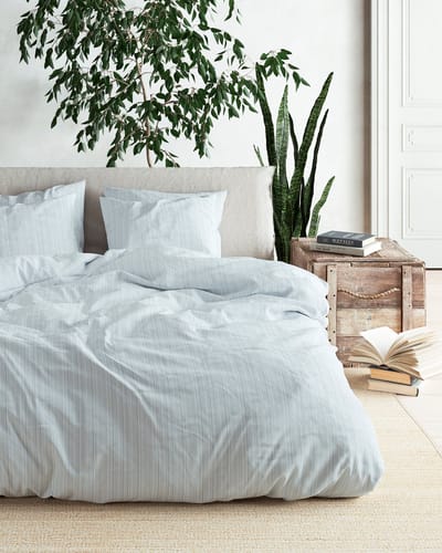Mistral Home - DEKBEDOVERTREK - recycled katoen renforcé - 260 x 240 cm + 2x 65 x 65 cm - extra breed - strepen - blauw- Duurzaam