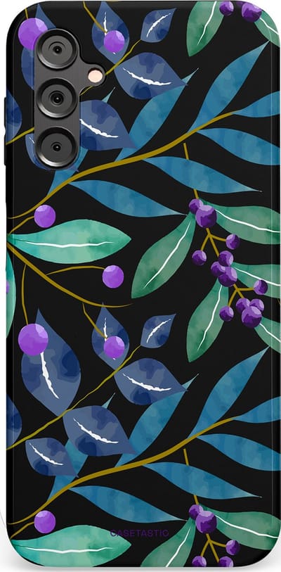 Casetastic hoesje geschikt voor Samsung Galaxy A14 (2023) 5G / Samsung Galaxy A14 (2023) 4G - Dubbellaagse bescherming - Besjes fantasie - Fashion Case - Zwart Petrol Saliegroen