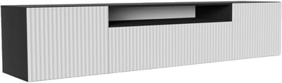 TV-kast Noe, woonwand, lowboard, tv-standaard, woonwand, woonkamer, tv-board, woonkamermeubels, televisie, highboard, TV-kast, tv-lowboard, 200 cm, 3 deuren, zwart, wit