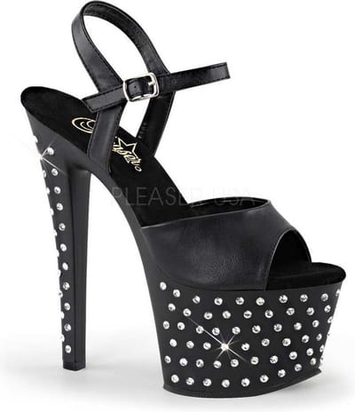 Pleaser - Stardust709 Sandaal met enkelband, Paaldans schoenen - Paaldans schoenen - 35 Shoes - Zwart