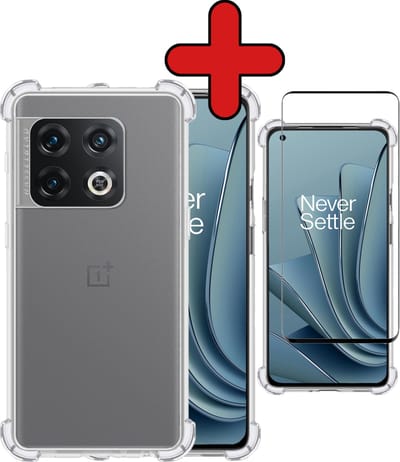 Hoesje - Met Screenprotector - Geschikt voor OnePlus 10 Pro - Sterk & Shockproof - Back Cover - Siliconen Case - Telefoon Hoes - Shock Proof - Telefoonhoes - Transparant