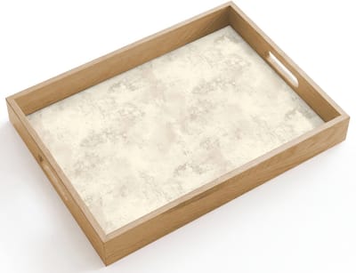 Dienblad hout 40x30 cm - Schootdienblad - Patroon - Organisch - Beige - Borrelplank rechthoek - Plateau dienbladen