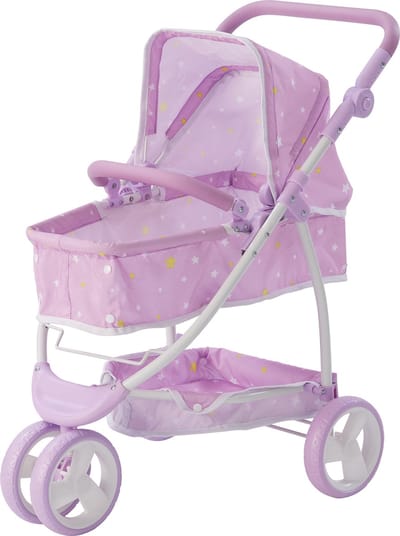Teamson Kids 2-in-1 Poppenwagen Voor Babypoppen - Accessoires Voor Poppen - Purper/Sterren