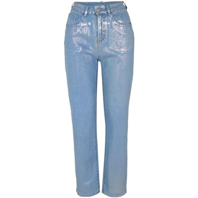AmyLynn Dames Lupe Metallic 5-Pockets Jeans (Zilver)