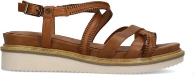 No Stress - Dames - Cognac leren sandalen met bandjes - Maat 36