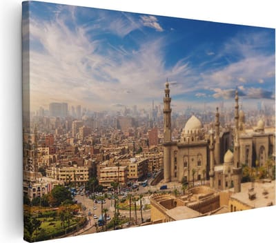 Artaza Canvas Schilderij Moskee Caïro - 60x40 cm - Wanddecoratie Islamitisch - Muurdecoratie Skyline - Schilderijen Op Canvas