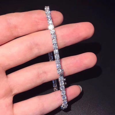 Bracelet tennis en argent plaqué platine, 12,4 ct, 18 cm de longueur, 4 mm, moissanite presque incolore, pour femme 18cm brown