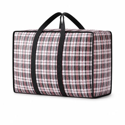 Multifunctionele Geweven Opbergtas- L (70 x 52 x 23 cm) - Grote Capaciteit en Waterdicht - Stevige Verhuistas voor Kleding en Beddengoed - Zwart