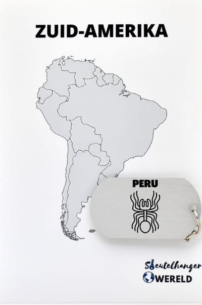 Peru Sleutelhanger inclusief kaart – Peru cadeau – beste land- Leuk kado voor je Vriend om te geven - 2.9 x 5.4CM