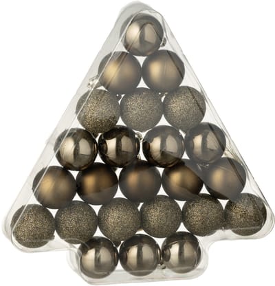 J-Line kerstbal - kunststof - bruin - doos van 24